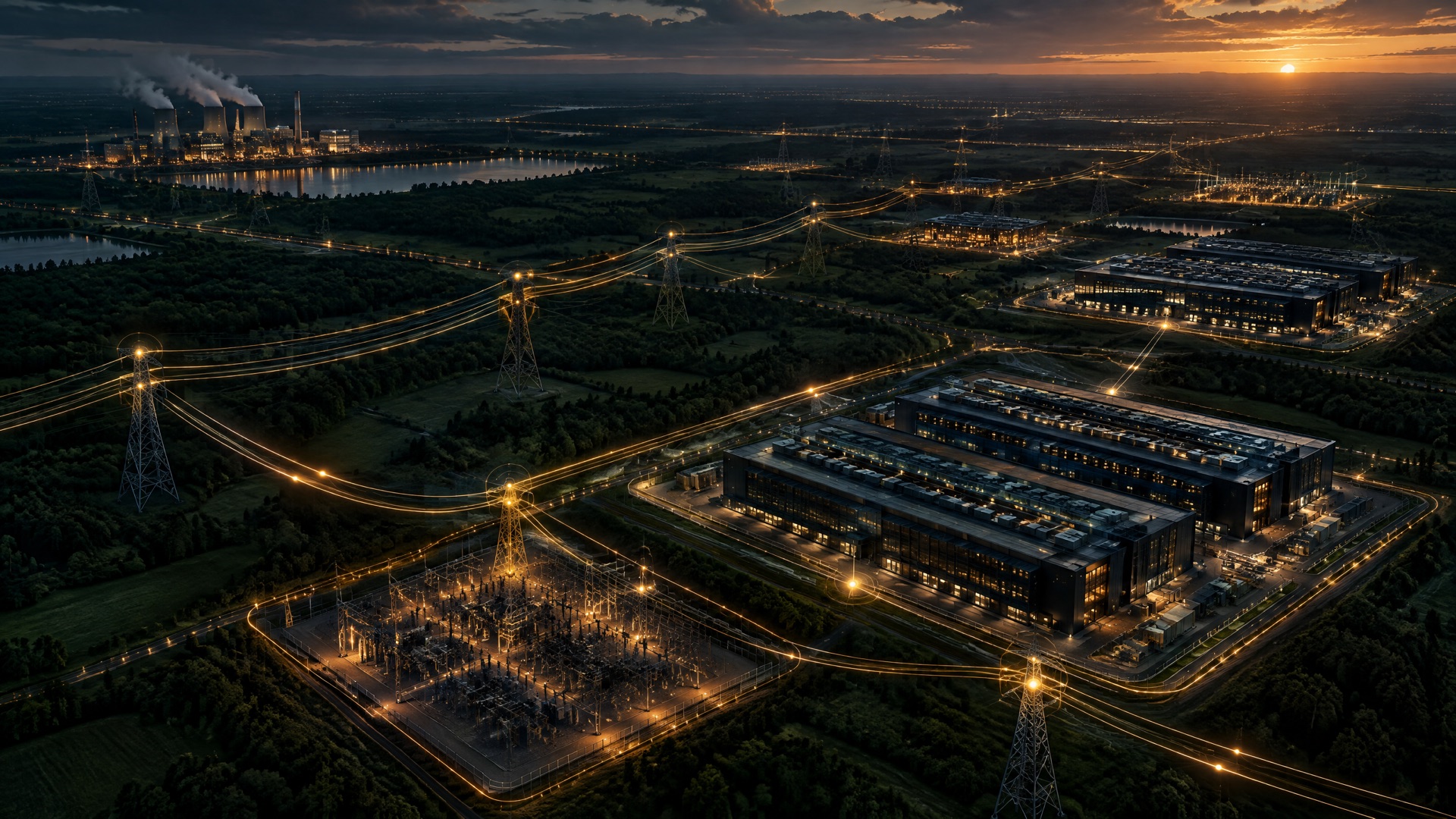 Power grid supporting a data center campus